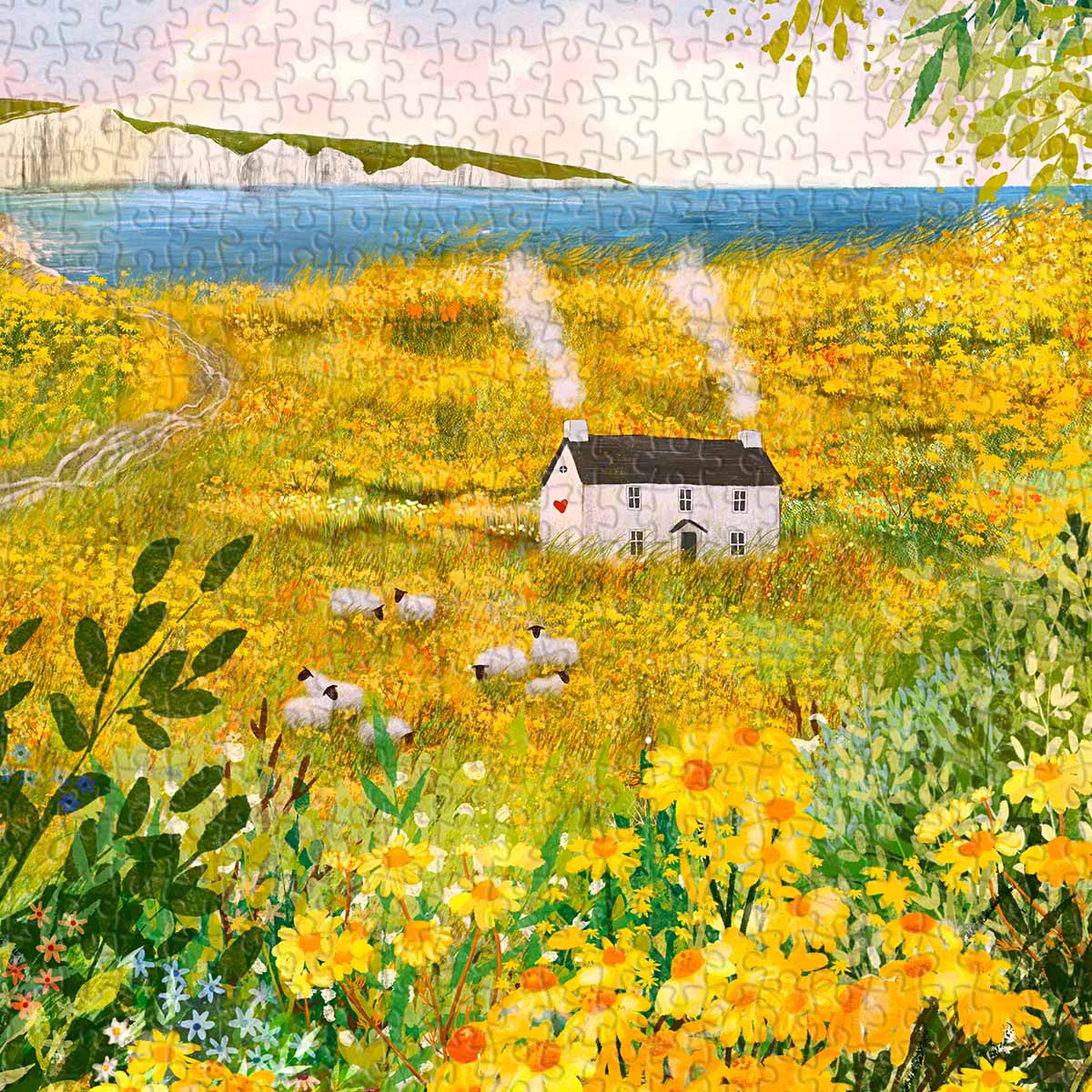 Gaze at the majestic Seven Sisters cliffs across a beautiful field of yellow blooms. A stunning coastal escape for your home.